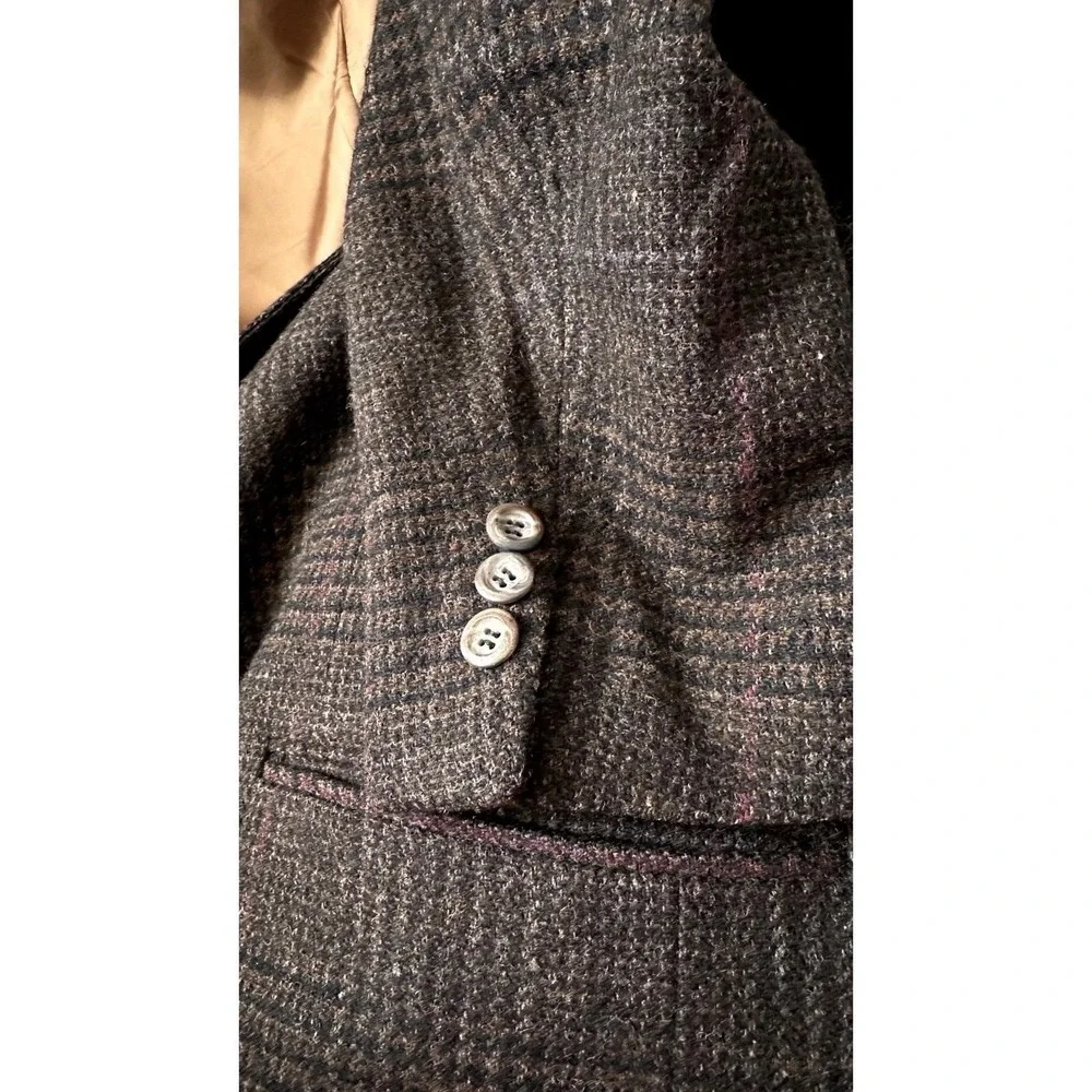 Vintage Nordstrom Mens Plaid Tweed Blazer 100% Wool Sport Coat L/XL